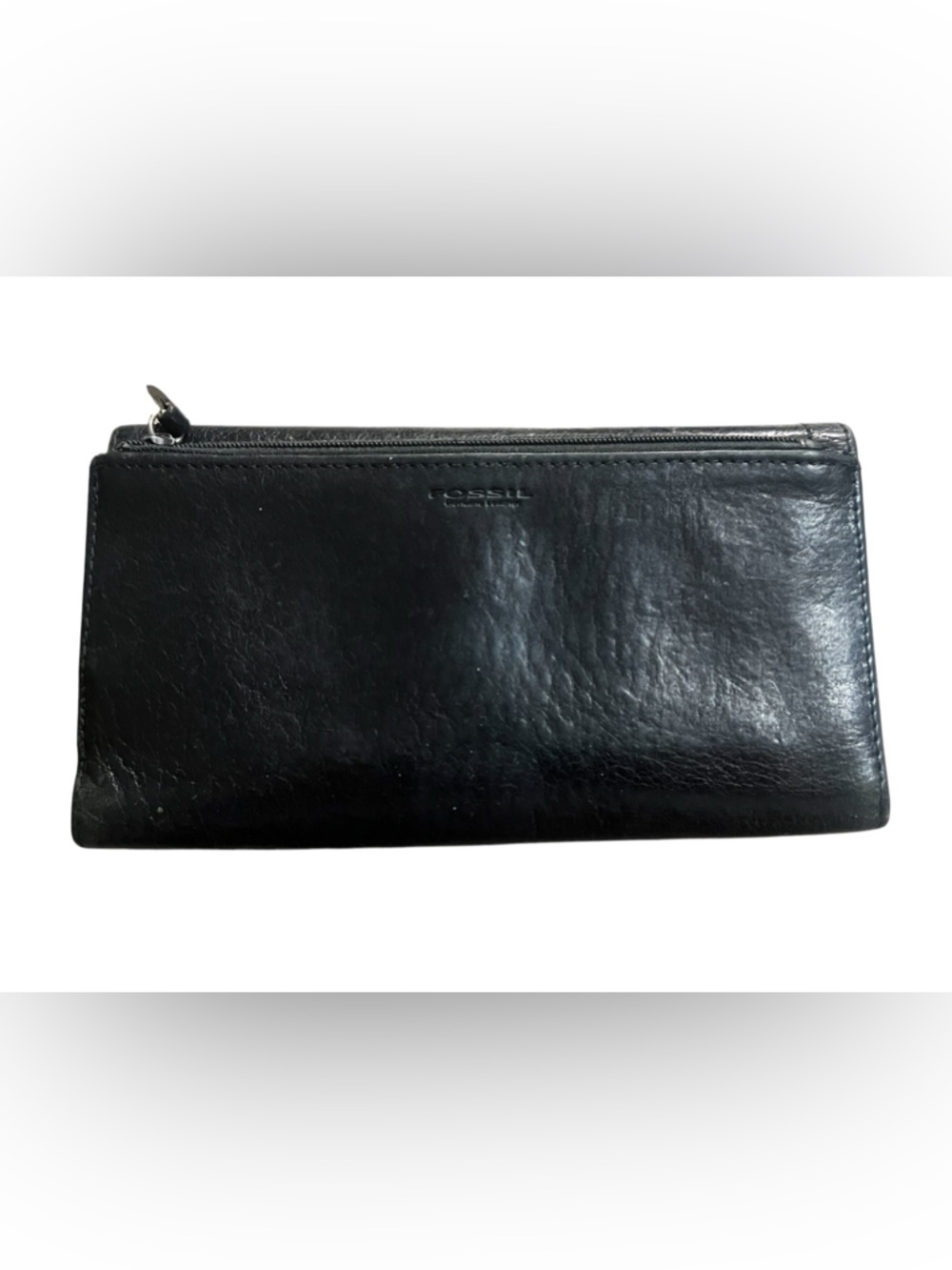 Fossil vintage black leather long wallet